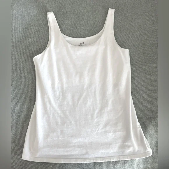 J.JILL Small white cotton tank top with built in shelf bra VGC - Picture 2 of 7